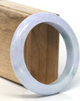 "Princess Half Round" Lavender Green Natural Jadeite Jade Bangle (57mm)