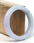 "Princess Half Round" Lavender Green Natural Jadeite Jade Bangle (57mm)