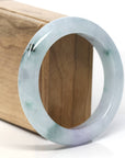 Half Round Lavender and Blue-Green Natural Jadeite Jade Bangle (56.11mm)