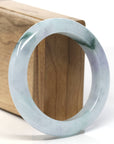 Half Round Lavender and Blue-Green Natural Jadeite Jade Bangle (56.11mm)