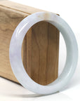 Natural Half Round Light-Lavender Green Jadeite Jade Bangle (59mm)