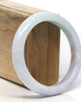Natural Half Round Light-Lavender Green Jadeite Jade Bangle (59mm)