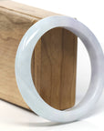 Natural Half Round Light-Lavender Green Jadeite Jade Bangle (59mm)
