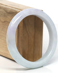 Natural Half Round Light-Lavender Green Jadeite Jade Bangle (59mm)