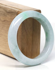 "Princess Half Round" Lavender Green Natural Jadeite Jade Bangle (54.3mm)