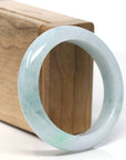 "Princess Half Round" Lavender Green Natural Jadeite Jade Bangle (54.3mm)