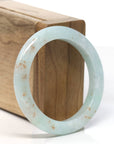 Natural Light Green With "SaJin" (Gold dust) Jadeite Jade Bangle (52.4mm )