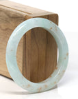 Natural Light Green With "SaJin" (Gold dust) Jadeite Jade Bangle (52.4mm )