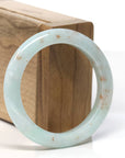 Natural Light Green With "SaJin" (Gold dust) Jadeite Jade Bangle (52.4mm )