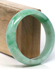 Baikalla Classic Green Natural Jadeite Jade Wider Bangle Bracelet (59.5mm)