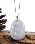 Baikalla Jewelry Jade Guanyin Pendant Necklace Copy of Genuine Lavender Jadeite Jade Ru Yi Pendant Necklace With Sterling Silver Bail