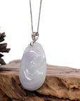 Baikalla Jewelry Jade Guanyin Pendant Necklace Copy of Genuine Lavender Jadeite Jade Ru Yi Pendant Necklace With Sterling Silver Bail