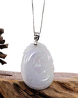Baikalla Jewelry Jade Guanyin Pendant Necklace Copy of Genuine Lavender Jadeite Jade Ru Yi Pendant Necklace With Sterling Silver Bail