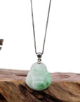 Baikalla Jewelry Jade Buddha Pendant Copy of "Laughing Buddha" Genuine Vibrant Green Jadeite Buddha Pendant Necklace With Sterling Silver Bail