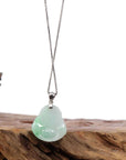 Baikalla Jewelry Jade Buddha Pendant Copy of "Laughing Buddha" Genuine Vibrant Green Jadeite Buddha Pendant Necklace With Sterling Silver Bail