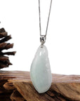 Baikalla Jewelry Jade Pendant Copy of "Shou Tao" (Longevity Peach) Natural Blue green Jadeite Jade, Necklace With Silver Bail