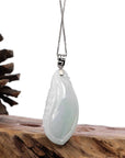 Baikalla Jewelry Jade Pendant Copy of "Shou Tao" (Longevity Peach) Natural Blue green Jadeite Jade, Necklace With Silver Bail