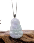 Baikalla Jewelry Jade Guanyin Pendant Necklace Copy of "Goddess of Compassion" Sterling Silver Genuine Burmese Jadeite Jade Guanyin Necklace With Good Luck Design