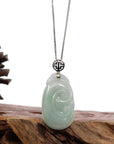 Baikalla Jewelry Jade Guanyin Pendant Necklace Copy of Copy of Natural Light Green Jadeite Jade Ru Yi Pendant Necklace With Sterling Silver Bail