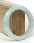 Baikalla Natural Icy Apple-Green Jadeite Jade "Half-Round" Bangle Bracelet (58mm)
