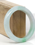 Baikalla Natural Icy Apple-Green Jadeite Jade "Half-Round" Bangle Bracelet (58mm)