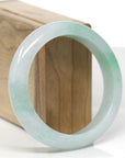 Baikalla Natural Icy Apple-Green Jadeite Jade "Half-Round" Bangle Bracelet (58mm)