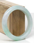 Baikalla Natural Icy Apple-Green Jadeite Jade "Half-Round" Bangle Bracelet (58mm)