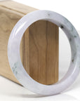 Baikalla Natural Light Lavender W/ Deep Blue-Green Flowers Jadeite Jade "Half Round" Bangle Bracelet (60.9mm)