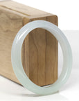 Baikalla Natural Icy Light Green Jadeite Jade Oval Bangle (54.8mm)