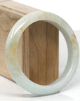 Baikalla Natural Light Green & Sajin (Golden Dust) Jadeite Jade "Half Round" Bangle Bracelet (59.7mm)