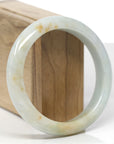 Baikalla Natural Light Green & Sajin (Golden Dust) Jadeite Jade "Half Round" Bangle Bracelet (59.7mm)