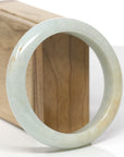 Baikalla Natural Light Green & Sajin (Golden Dust) Jadeite Jade "Half Round" Bangle Bracelet (59.7mm)