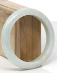 Baikalla Natural Light Green & Sajin (Golden Dust) Jadeite Jade "Half Round" Bangle Bracelet (59.7mm)