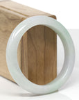 Baikalla Natural Light Green & Faint Lavender Jadeite Jade "Half Round" Bangle Bracelet (56mm)