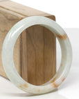 Baikalla Natural Light Yellow-Green & Sajin (Golden Dust) Jadeite Jade "Half Round" Bangle Bracelet (57.4mm)