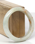 Baikalla Natural Light Yellow-Green & Sajin (Golden Dust) Jadeite Jade "Half Round" Bangle Bracelet (57.4mm)