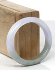 Baikalla Natural Icy Light Lavender & Oil-Green Jadeite Jade "Oval" Bangle Bracelet (55.3mm)