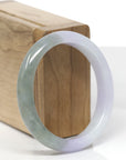 Baikalla Natural Icy Light Lavender & Oil-Green Jadeite Jade "Oval" Bangle Bracelet (55.3mm)
