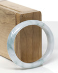 Baikalla Natural Light Blue-Green Flower Jadeite Jade "Oval" Bangle Bracelet (55.4mm)