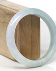 Baikalla Natural Light Blue-Green & Sajin (Golden Dust) Jadeite Jade "Half Round" Bangle Bracelet (60.4mm)