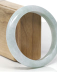 Baikalla Natural Light Blue-Green Jadeite Jade "Half Round" Bangle Bracelet (63mm)