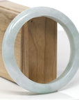 Baikalla Natural Light Blue-Green Jadeite Jade "Half Round" Bangle Bracelet (63mm)