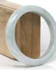 Baikalla Natural Light Blue-Green Jadeite Jade "Half Round" Bangle Bracelet (63mm)