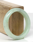 Baikalla Natural Icy Apple-Green W/ Black Wuji Freckles Jadeite Jade "Half Round" Bangle Bracelet (53.8mm)