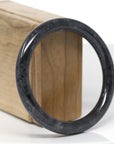 Baikalla Natural Black Wuji Jadeite Jade "Traditional Round" Bangle Bracelet (58.5mm)