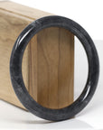 Baikalla Natural Black Wuji Jadeite Jade "Traditional Round" Bangle Bracelet (58.5mm)