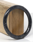 Baikalla Natural Black Wuji Jadeite Jade "Traditional Round" Bangle Bracelet (58.5mm)
