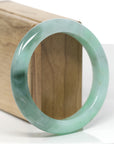 Baikalla Natural Vibrant Apple-Green & Deep Green Jadeite Jade "Half Round" Bangle Bracelet (56.5mm)