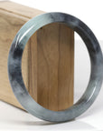 Baikalla Natural Black Wuji & Light Green Jadeite Jade "Half Round" Bangle Bracelet (62.8mm)