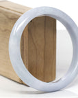 Baikalla Natural Light Lavender & Faint Green Jadeite Jade "Half Round" Bangle Bracelet (64.8mm)